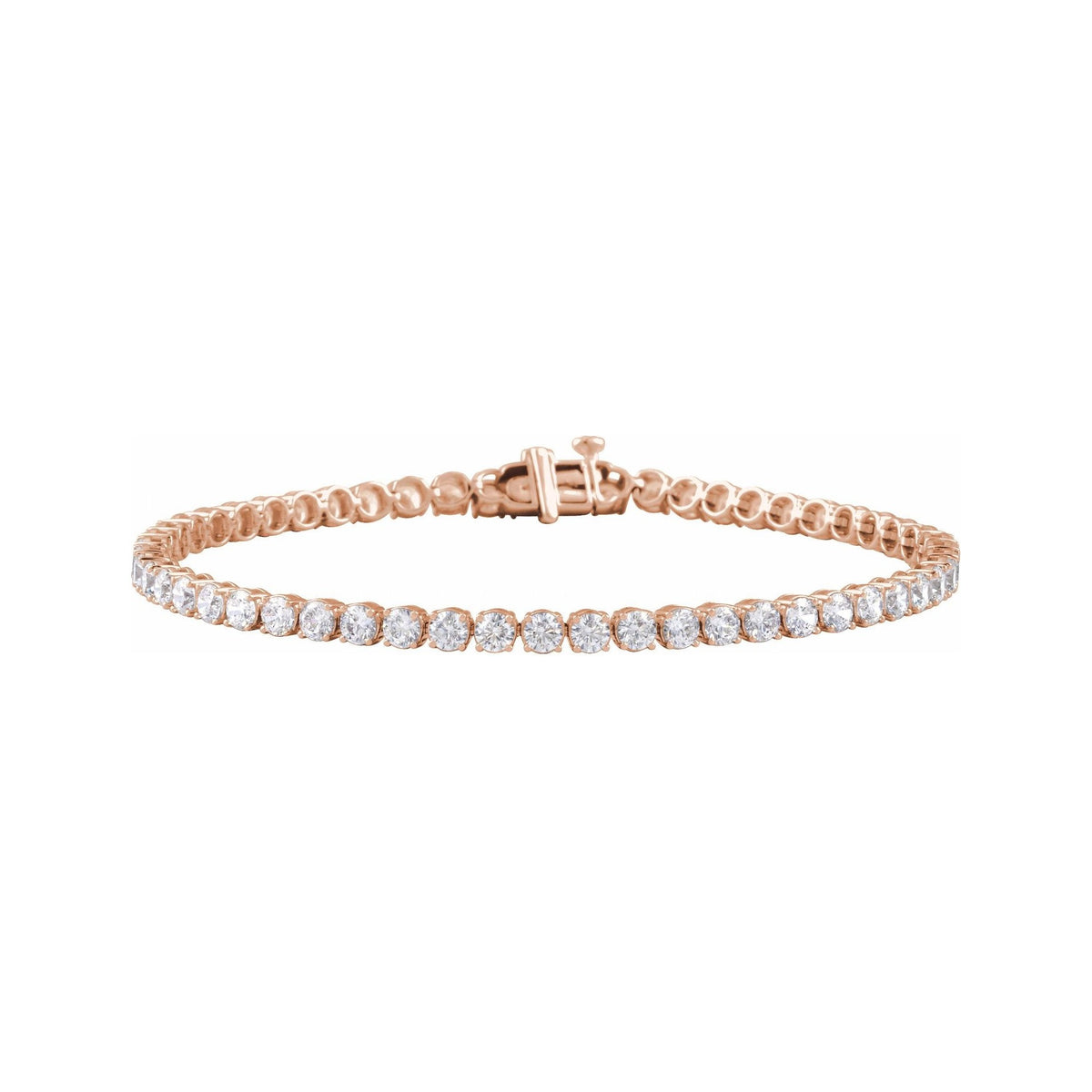 Sapphire Row Lab-Grown Diamond Four-Prong Tennis Bracelet - 14K Rose Gold, 5 ctw