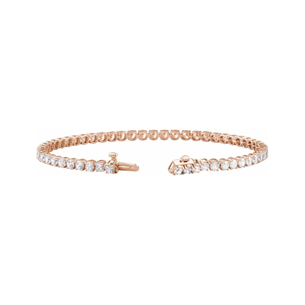 Sapphire Row Lab-Grown Diamond Four-Prong Tennis Bracelet - 14K Rose Gold, 5 ctw (view 2)
