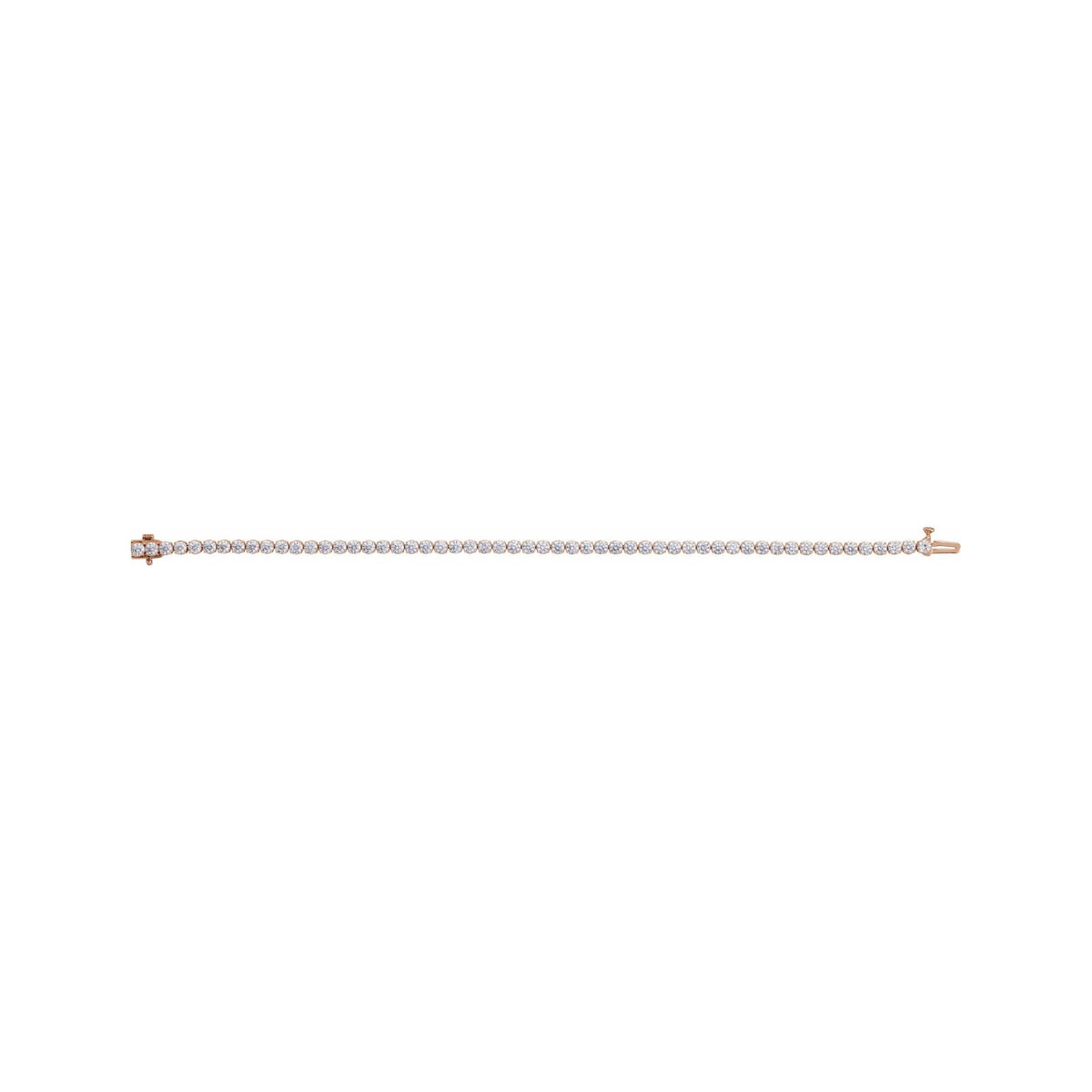 Sapphire Row Lab-Grown Diamond Four-Prong Tennis Bracelet - 14K Rose Gold, 5 ctw (view 3)