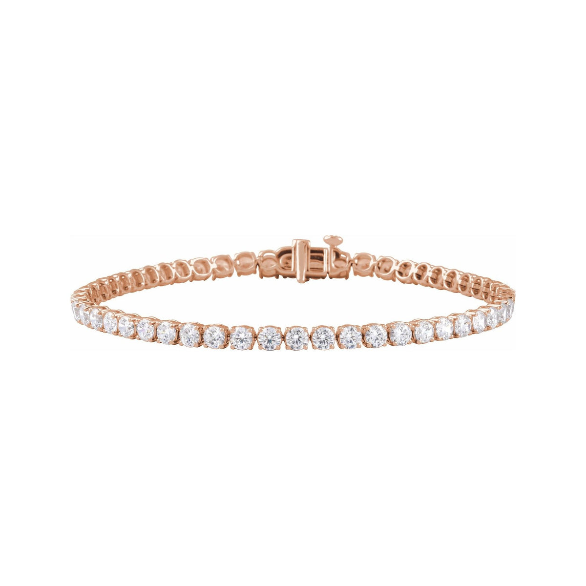 Sapphire Row Lab-Grown Diamond Four-Prong Tennis Bracelet - 14K Rose Gold, 6 ctw