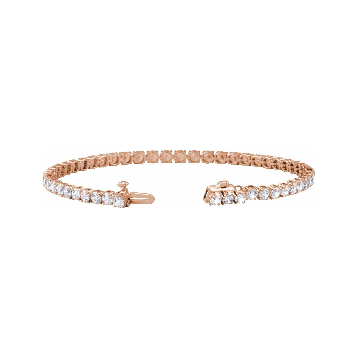 Sapphire Row Lab-Grown Diamond Four-Prong Tennis Bracelet - 14K Rose Gold, 6 ctw (view 2)