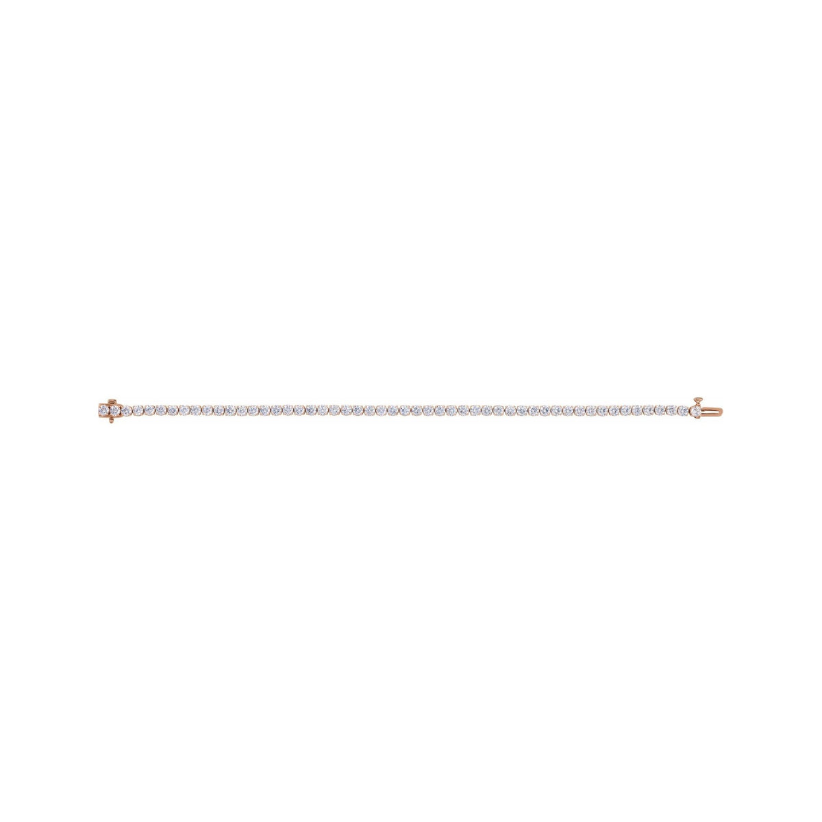 Sapphire Row Lab-Grown Diamond Four-Prong Tennis Bracelet - 14K Rose Gold, 6 ctw (view 3)