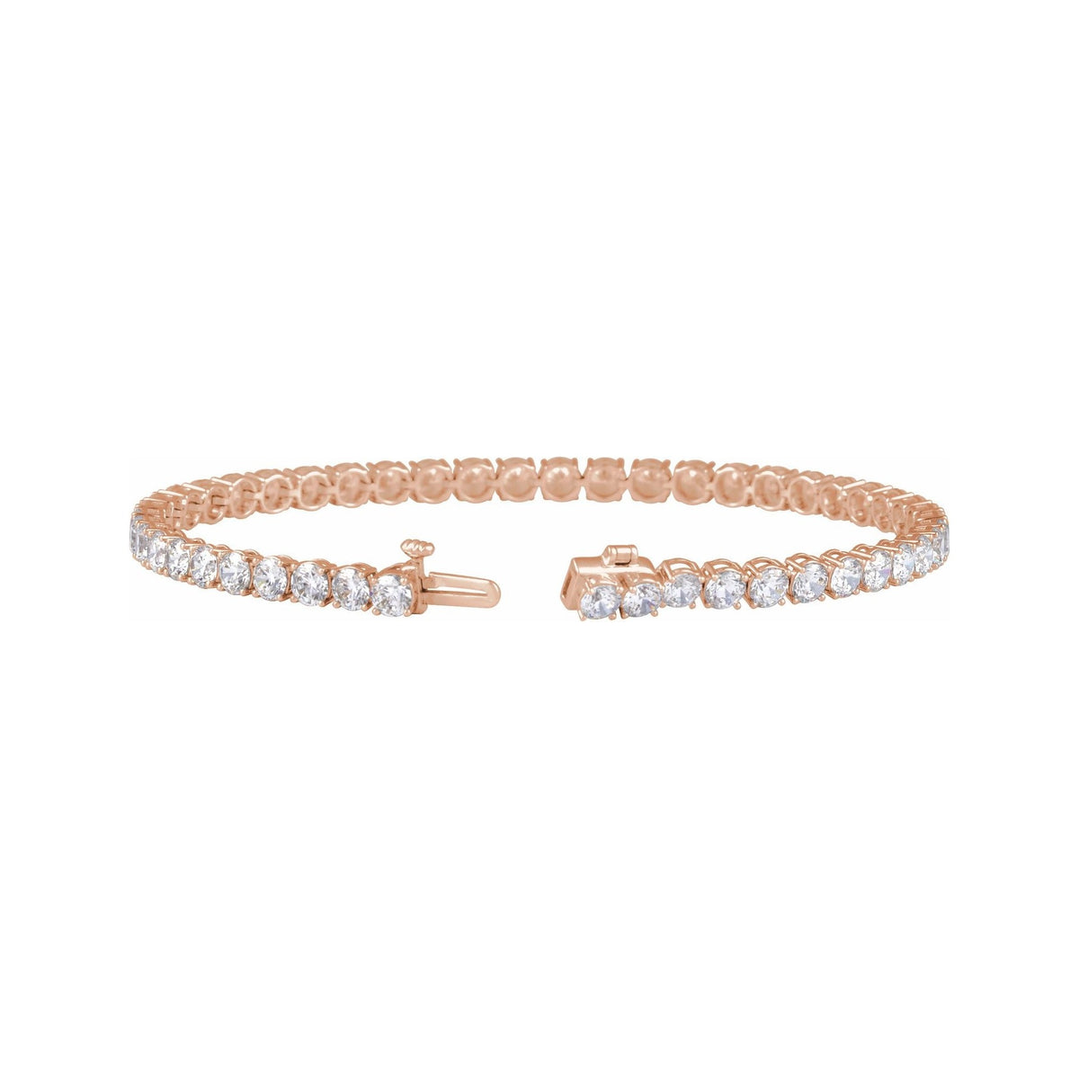 Sapphire Row Lab-Grown Diamond Four-Prong Tennis Bracelet - 14K Rose Gold, 7 ctw (view 2)