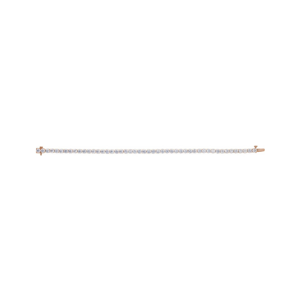 Sapphire Row Lab-Grown Diamond Four-Prong Tennis Bracelet - 14K Rose Gold, 7 ctw (view 3)