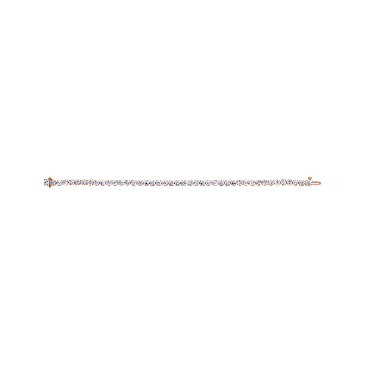 Sapphire Row Lab-Grown Diamond Four-Prong Tennis Bracelet - 14K Rose Gold, 8 ctw (view 3)