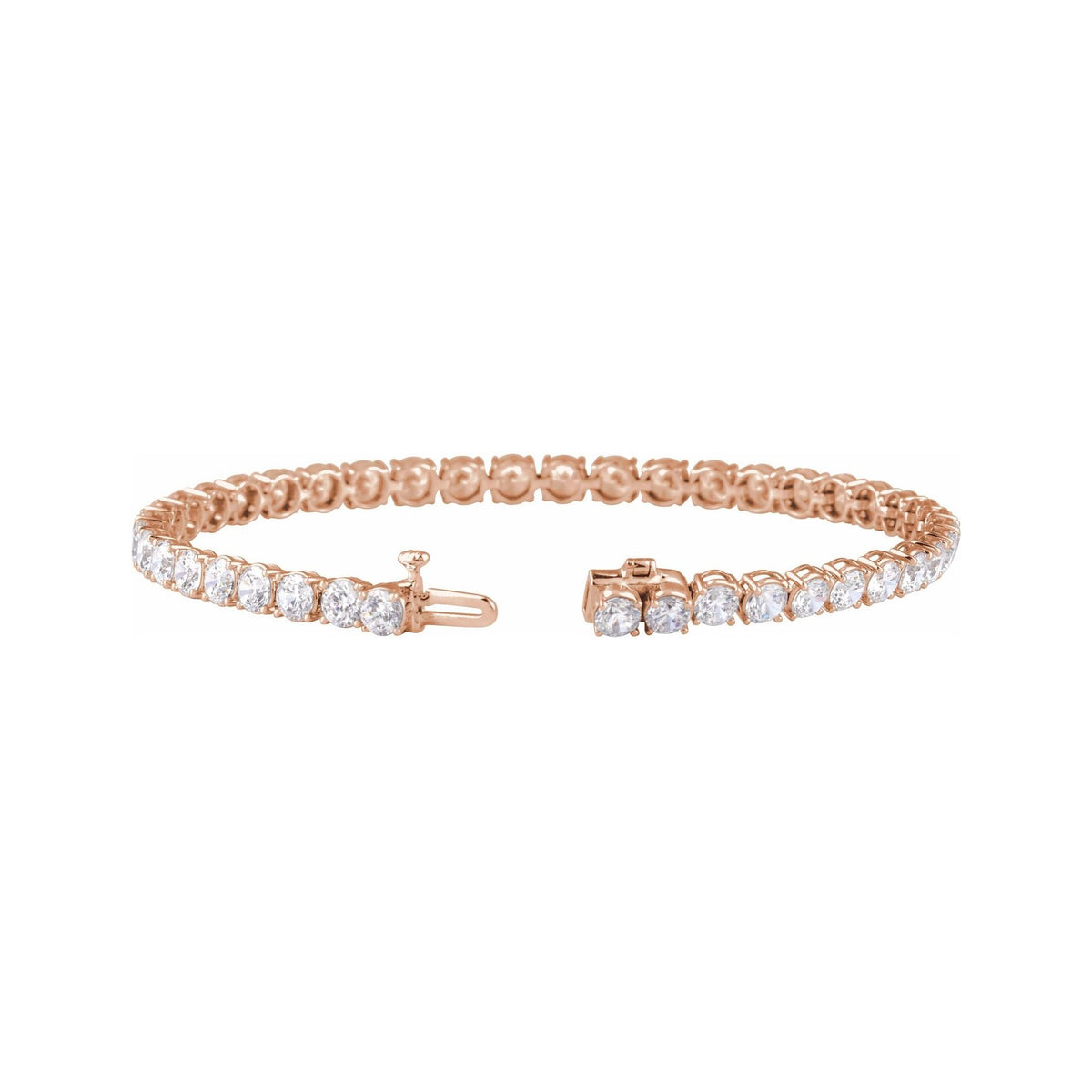 Sapphire Row Lab-Grown Diamond Four-Prong Tennis Bracelet - 14K Rose Gold, 9 ctw (view 2)