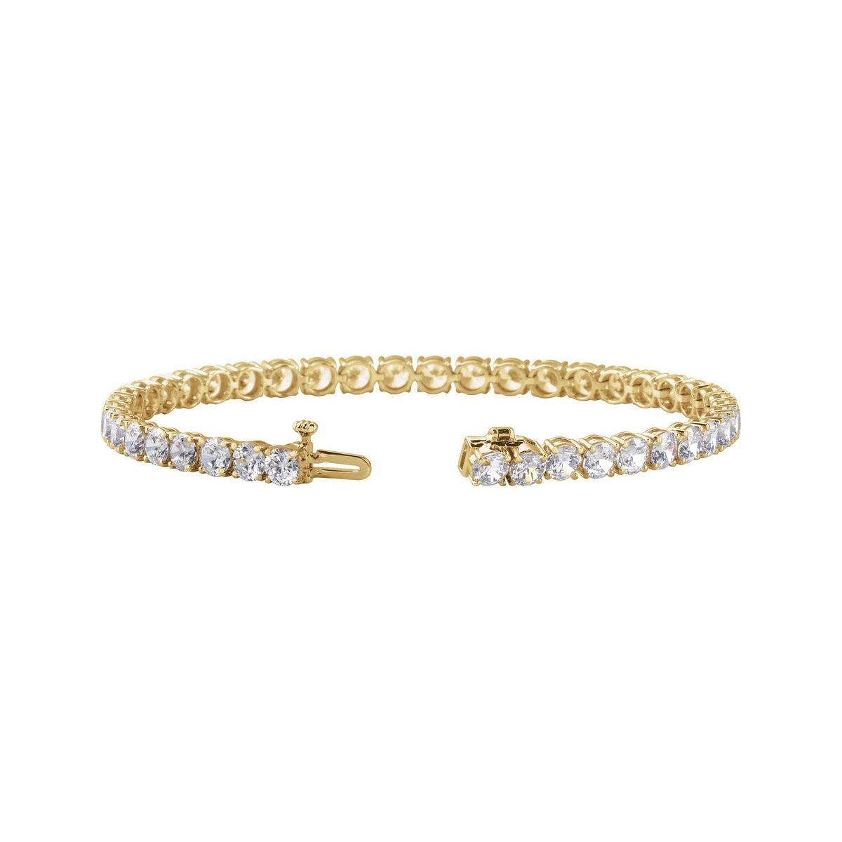 Sapphire Row Lab-Grown Diamond Four-Prong Tennis Bracelet - 14K Yellow Gold (view 3)