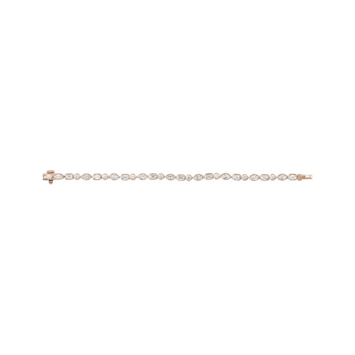 Sapphire Row Lab-Grown Diamond Mixed-Cut Bezel Tennis Bracelet - 14K Rose Gold (view 2)