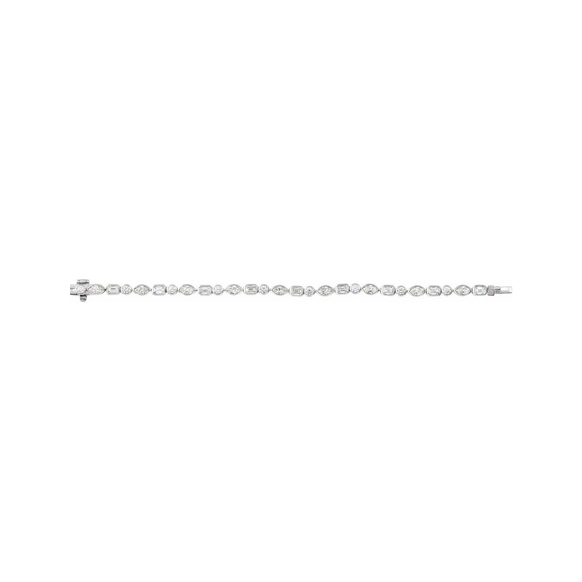Sapphire Row Lab-Grown Diamond Mixed-Cut Bezel Tennis Bracelet - 14K White Gold (view 2)