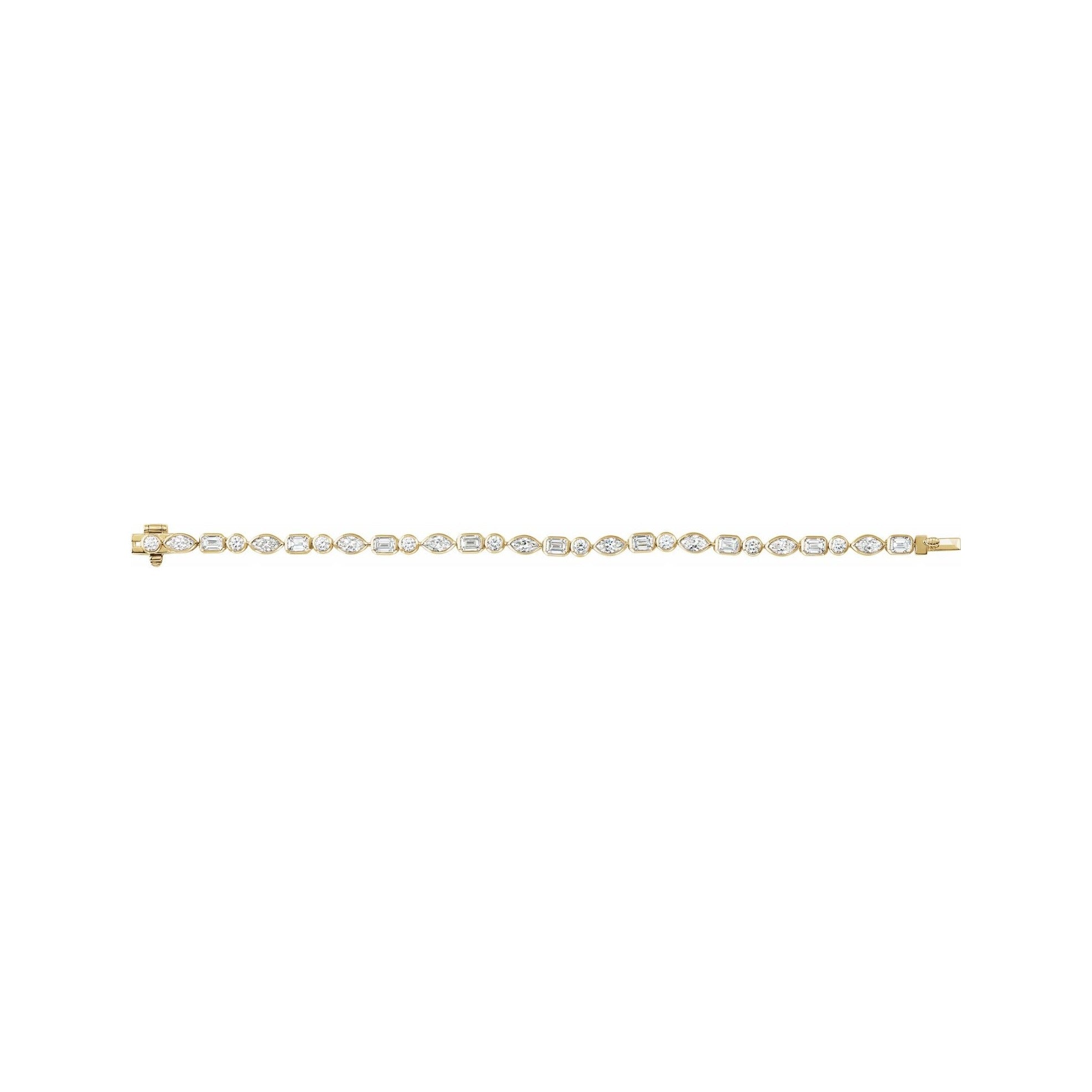 Sapphire Row Lab-Grown Diamond Mixed-Cut Bezel Tennis Bracelet - 14K Yellow Gold (view 2)