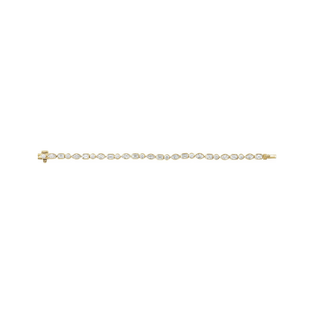 Sapphire Row Lab-Grown Diamond Mixed-Cut Bezel Tennis Bracelet - 14K Yellow Gold (view 2)