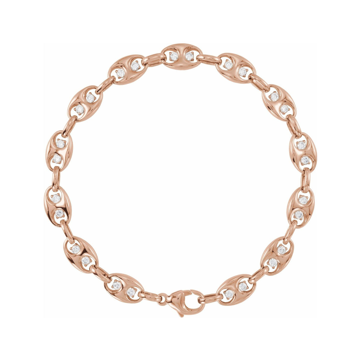 Sapphire Row Lab-Grown Diamond Mariner Link Bracelet - 14K Rose Gold