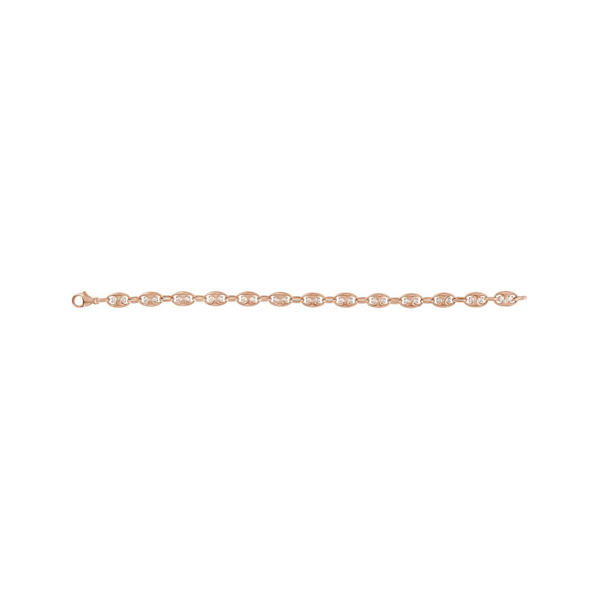Sapphire Row Lab-Grown Diamond Mariner Link Bracelet - 14K Rose Gold (view 2)