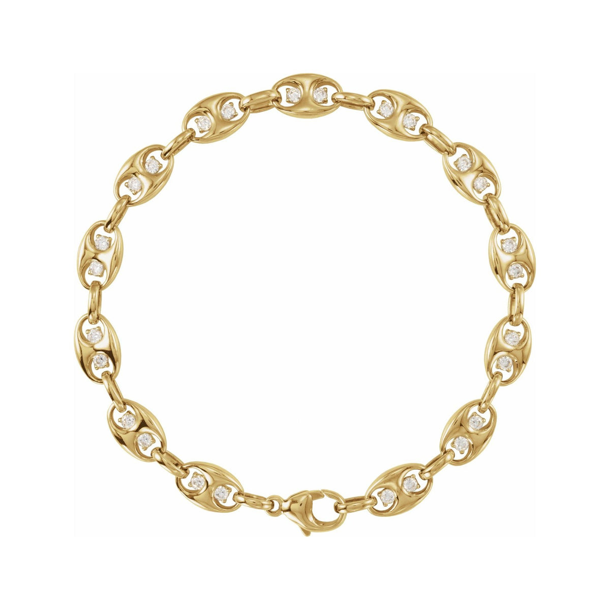 Sapphire Row Lab-Grown Diamond Mariner Link Bracelet - 14K Yellow Gold