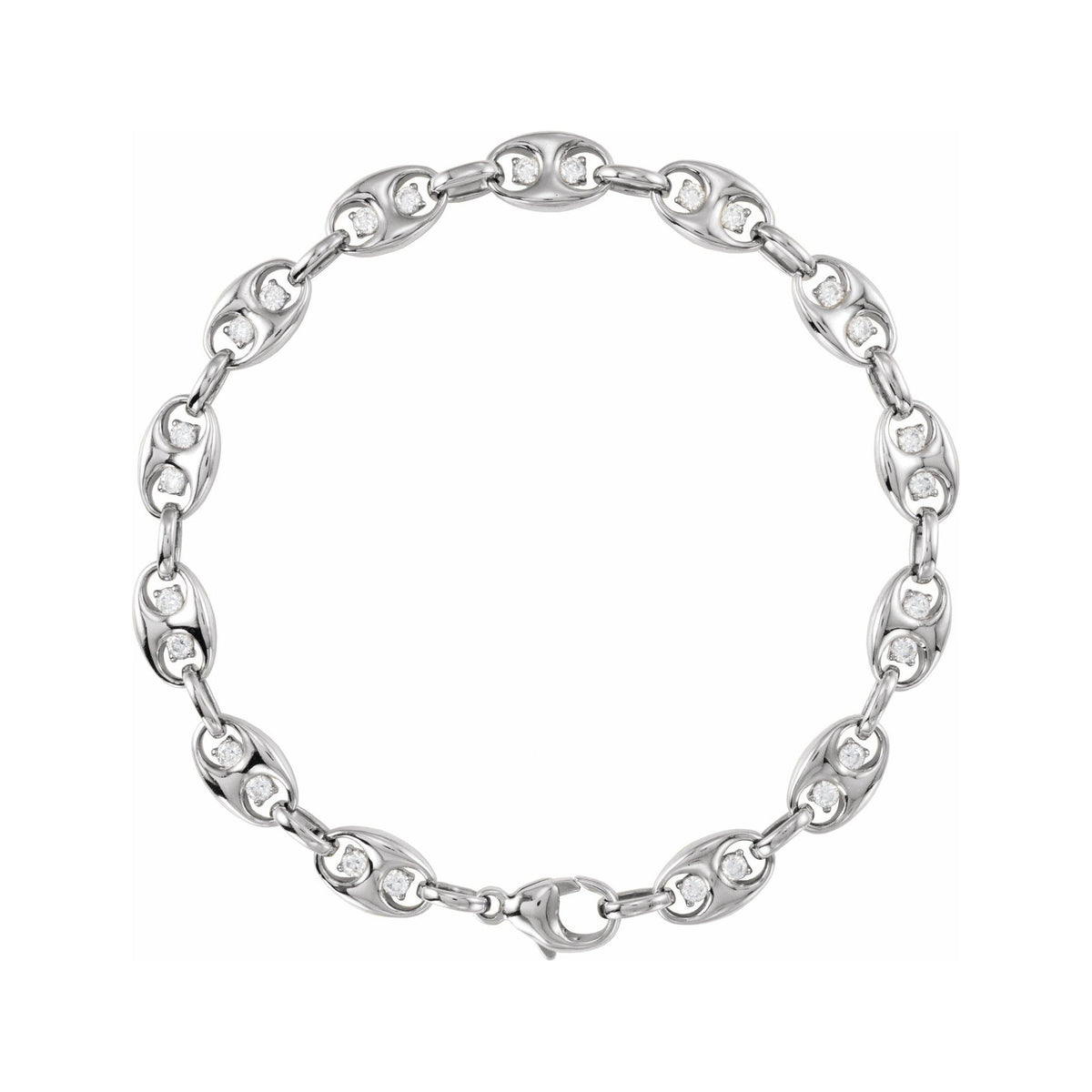 Sapphire Row Lab-Grown Diamond Mariner Link Bracelet - 14K White Gold