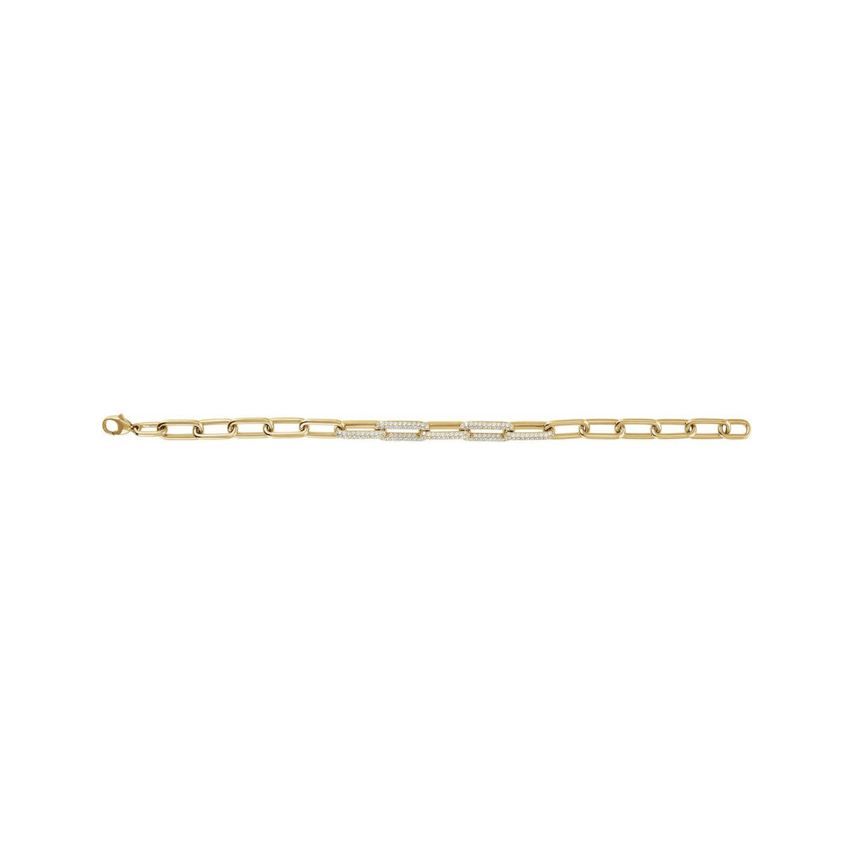 Sapphire Row Lab-Grown Diamond Pavé Paperclip Bracelet - 14K Yellow Gold (view 3)