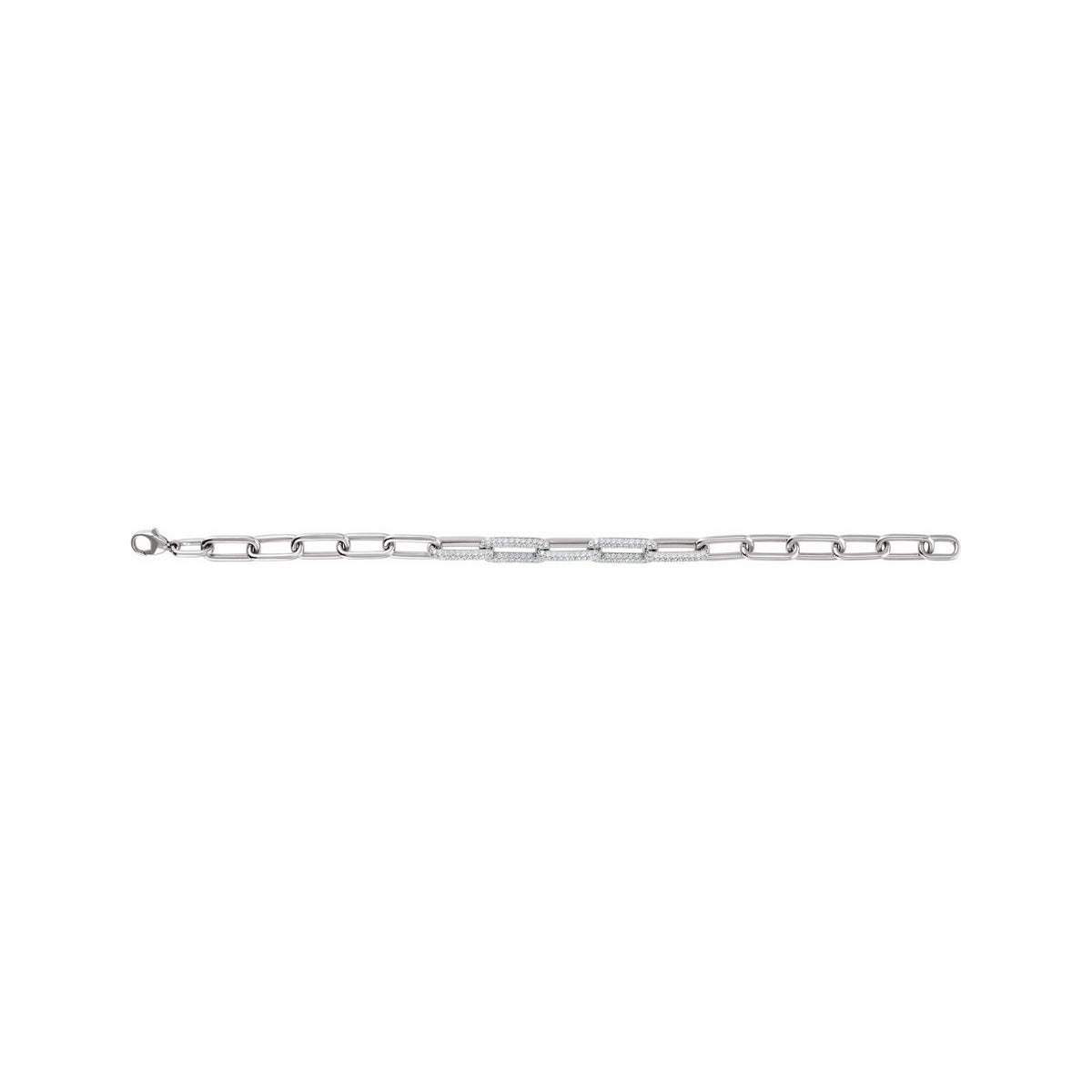 Sapphire Row Lab-Grown Diamond Pavé Paperclip Bracelet - 14K White Gold (view 3)