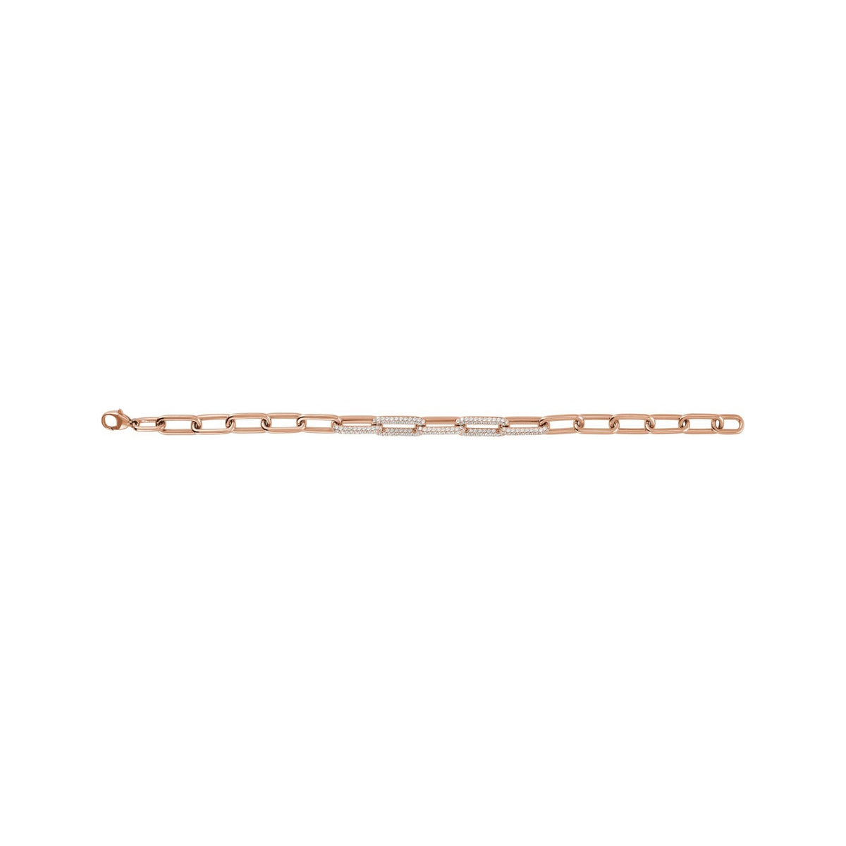 Sapphire Row Lab-Grown Diamond Pavé Paperclip Bracelet - 14K Rose Gold (view 3)