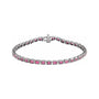 Sapphire Row Natural Gemstone Emerald-Cut Bezel Tennis Bracelet - Pink Tourmaline, 14K White Gold