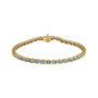 Sapphire Row Natural Gemstone Emerald-Cut Bezel Tennis Bracelet - Sky Blue Topaz, 14K Yellow Gold