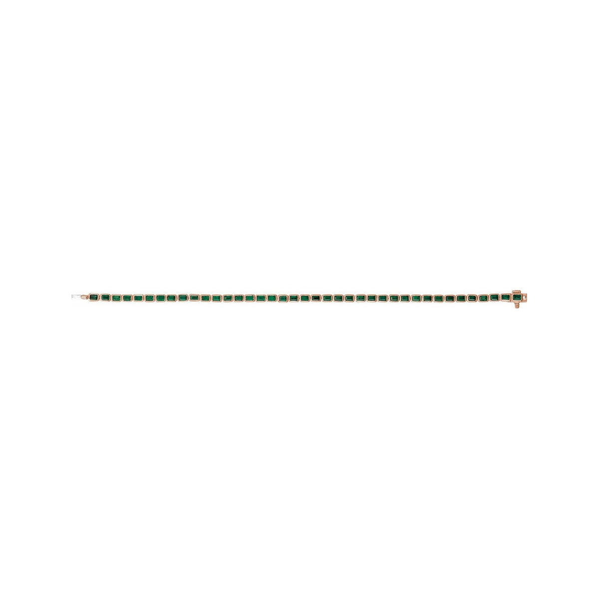 Sapphire Row Natural Gemstone Emerald-Cut Bezel Tennis Bracelet - Tsavorite Garnet, 14K Rose Gold (view 4)