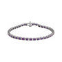 Sapphire Row Natural Gemstone Emerald-Cut Bezel Tennis Bracelet - Amethyst, 14K White Gold