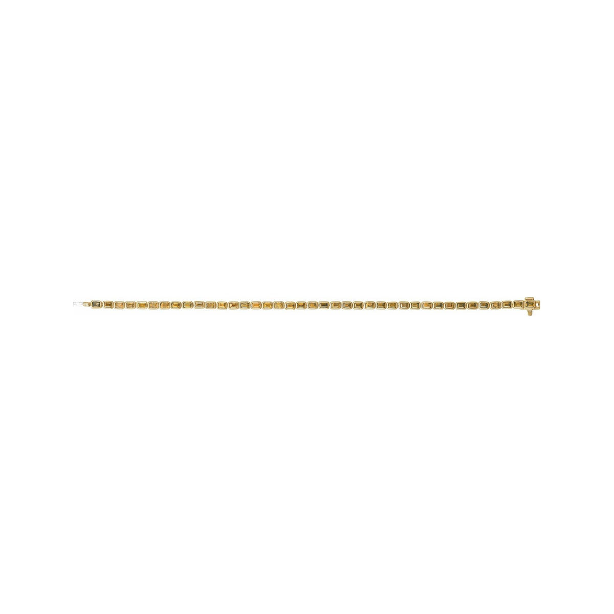 Sapphire Row Natural Gemstone Emerald-Cut Bezel Tennis Bracelet - Citrine, 14K Yellow Gold (view 4)