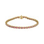 Sapphire Row Natural Gemstone Emerald-Cut Bezel Tennis Bracelet - Pink Tourmaline, 14K Yellow Gold