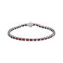 Sapphire Row Natural Gemstone Emerald-Cut Bezel Tennis Bracelet - Mozambique Garnet, 14K White Gold