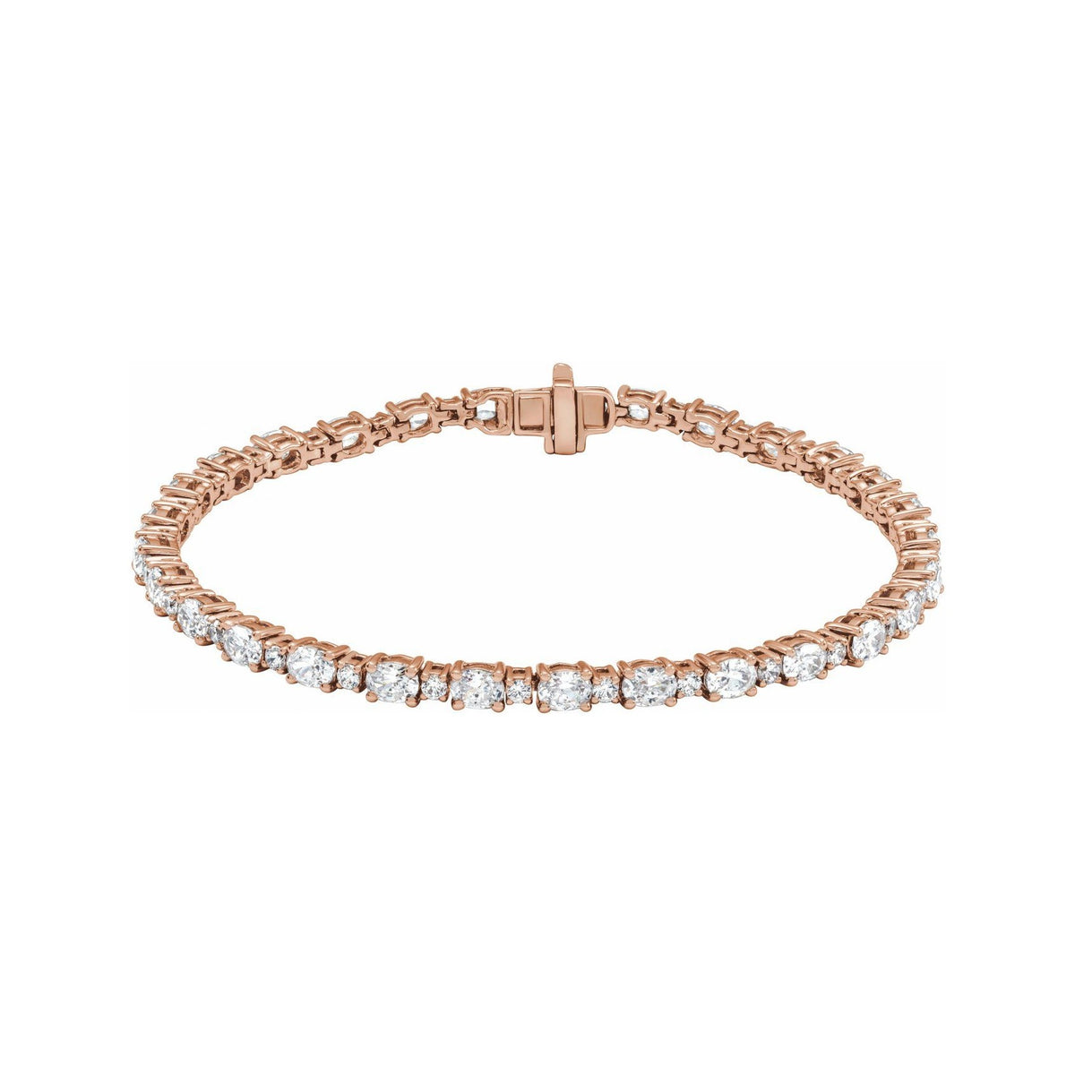 Sapphire Row Lab-Grown Diamond Oval & Round Tennis Bracelet - 14K Rose Gold