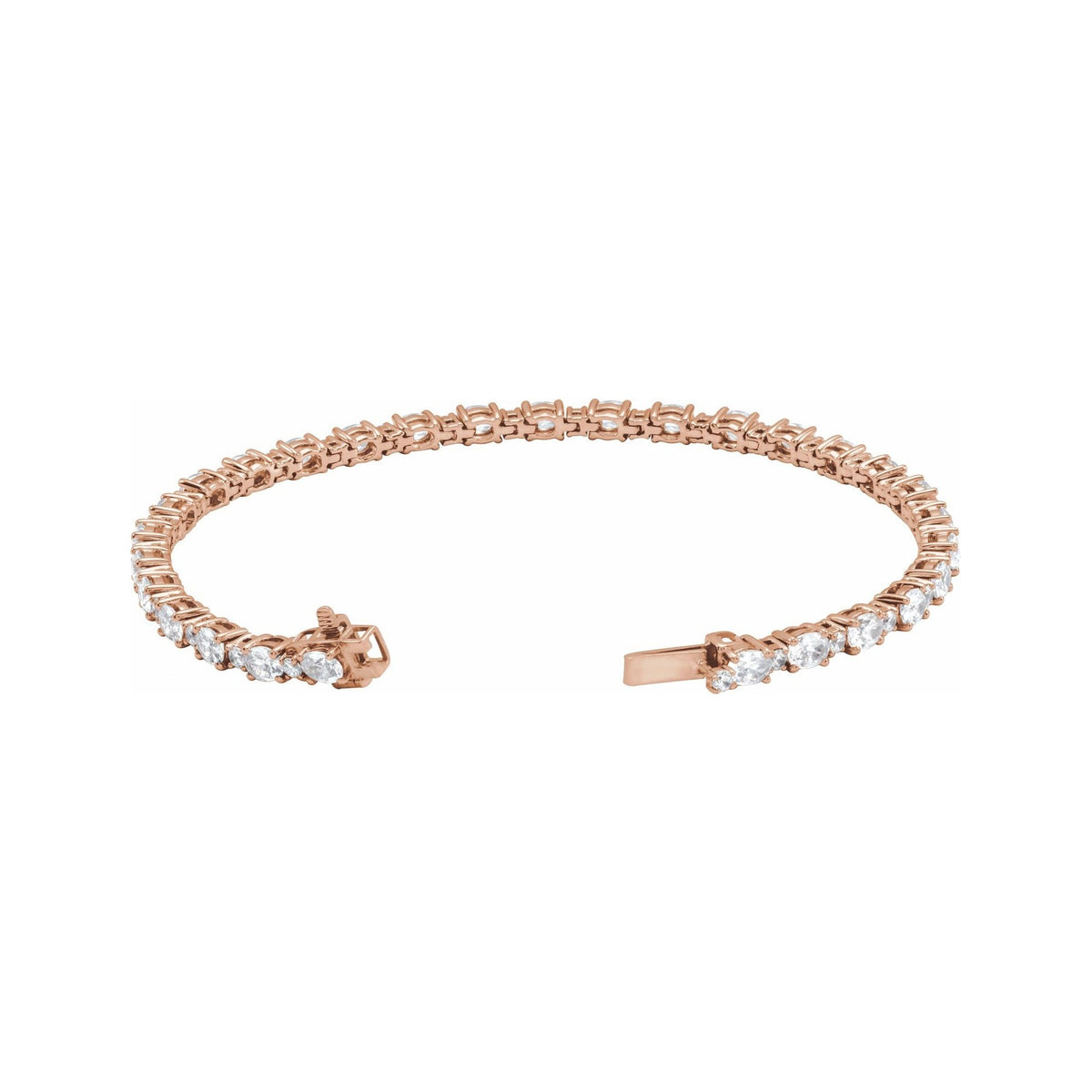 Sapphire Row Lab-Grown Diamond Oval & Round Tennis Bracelet - 14K Rose Gold (view 2)