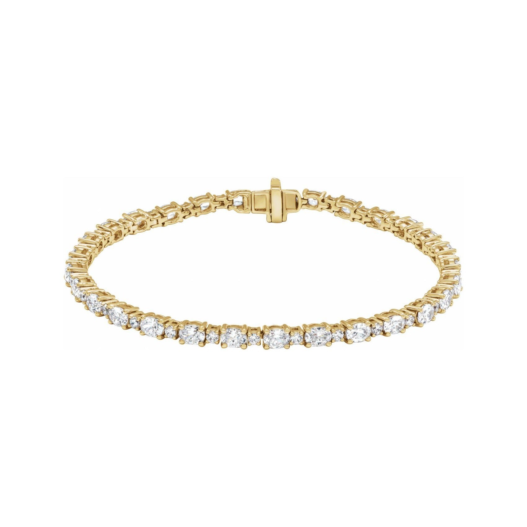 Sapphire Row Lab-Grown Diamond Oval & Round Tennis Bracelet - 14K Yellow Gold