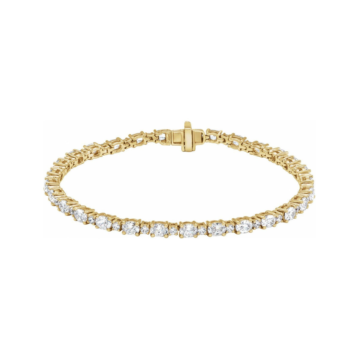 Sapphire Row Lab-Grown Diamond Oval & Round Tennis Bracelet - 14K Yellow Gold