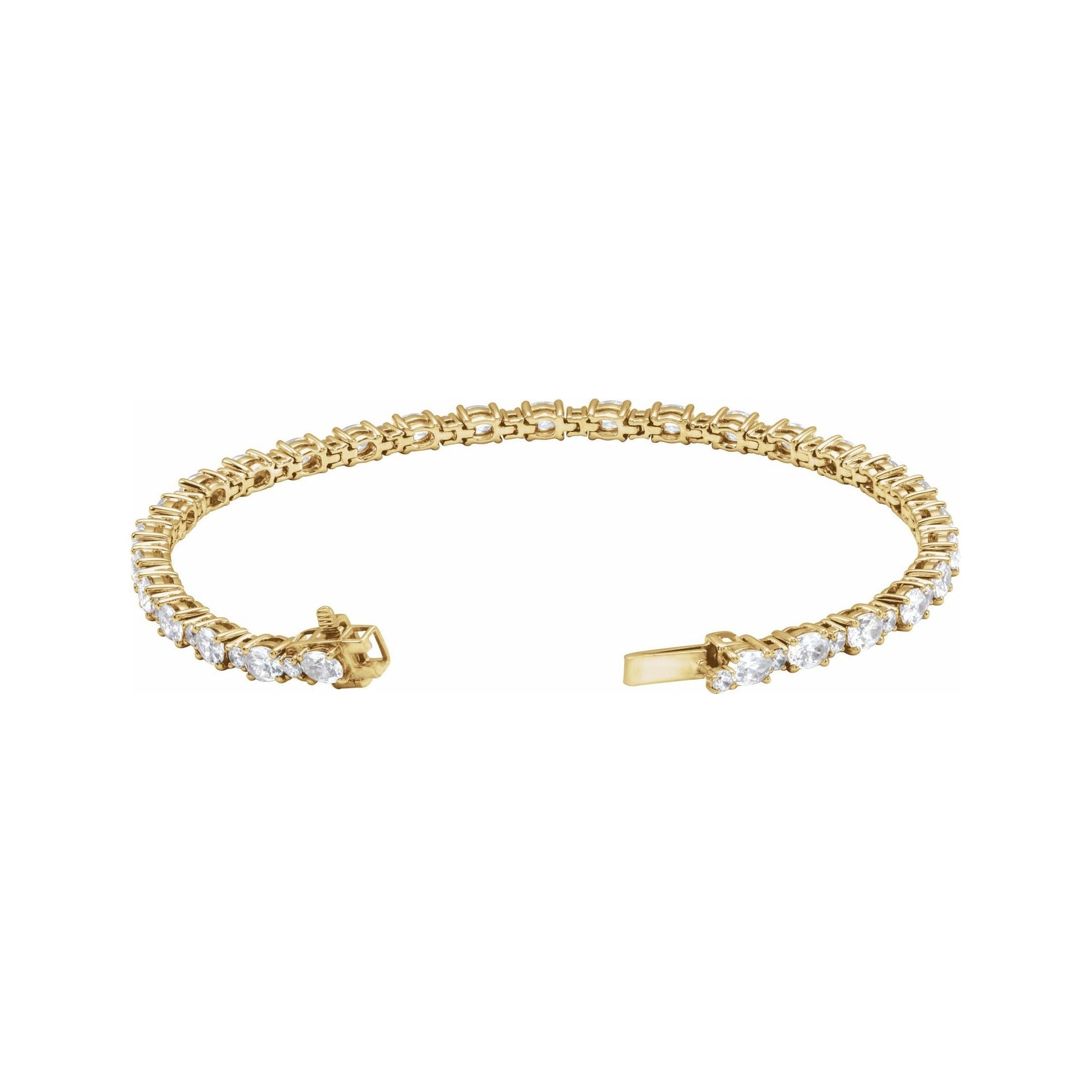 Sapphire Row Lab-Grown Diamond Oval & Round Tennis Bracelet - 14K Yellow Gold (view 2)