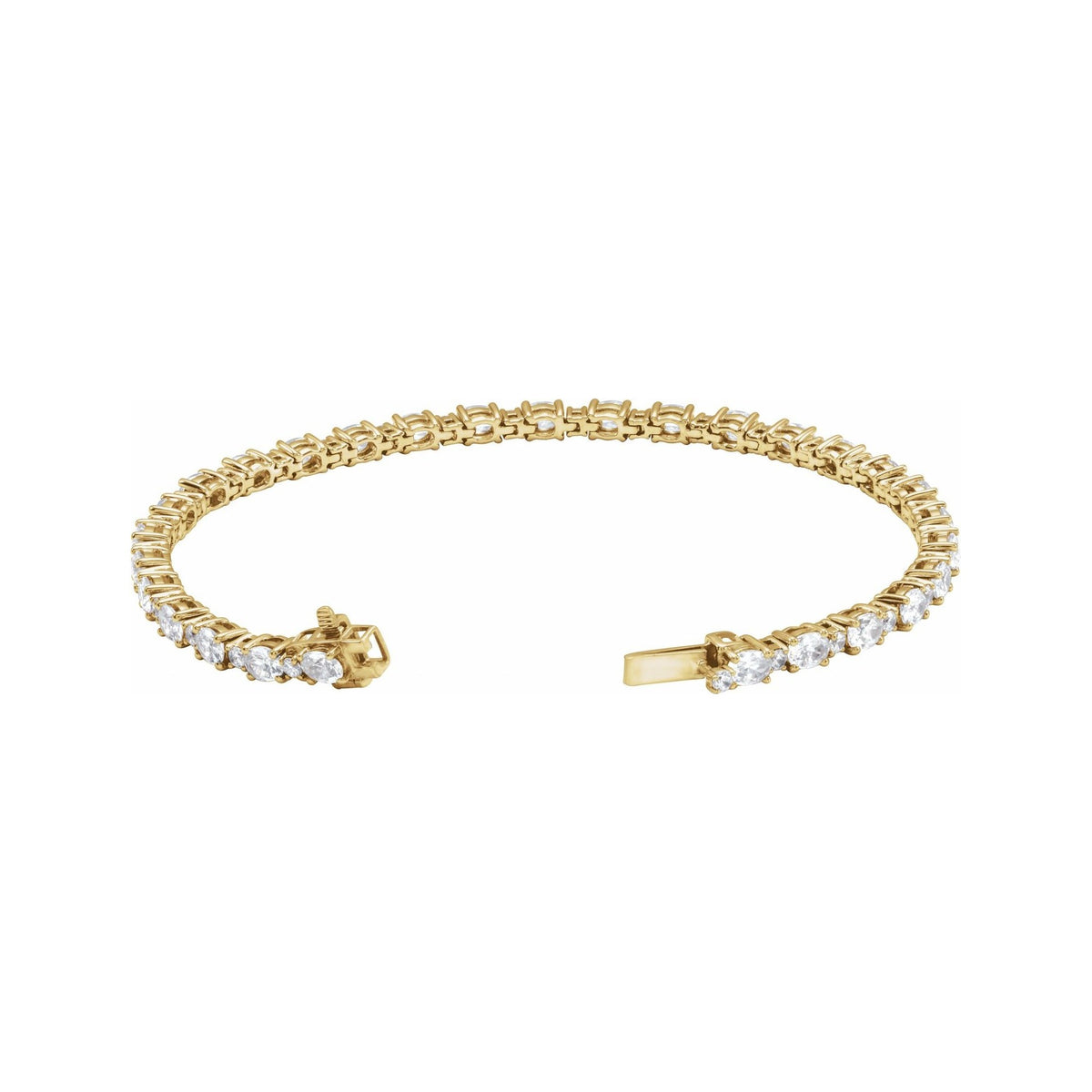 Sapphire Row Lab-Grown Diamond Oval & Round Tennis Bracelet - 14K Yellow Gold (view 2)
