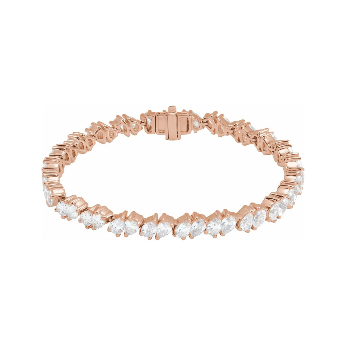Sapphire Row Lab-Grown Diamond Fancy Pear Tennis Bracelet - 14K Rose Gold