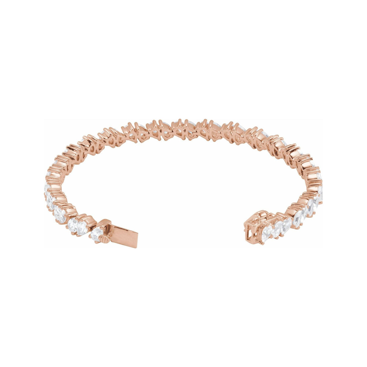 Sapphire Row Lab-Grown Diamond Fancy Pear Tennis Bracelet - 14K Rose Gold (view 2)