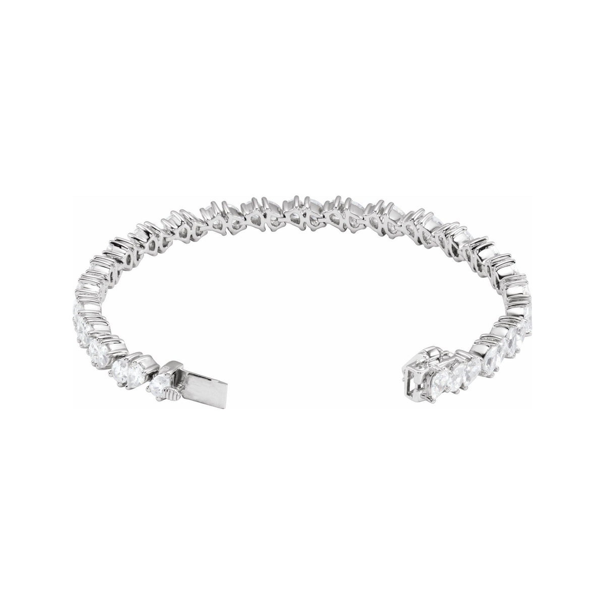 Sapphire Row Lab-Grown Diamond Fancy Pear Tennis Bracelet - 14K White Gold (view 3)