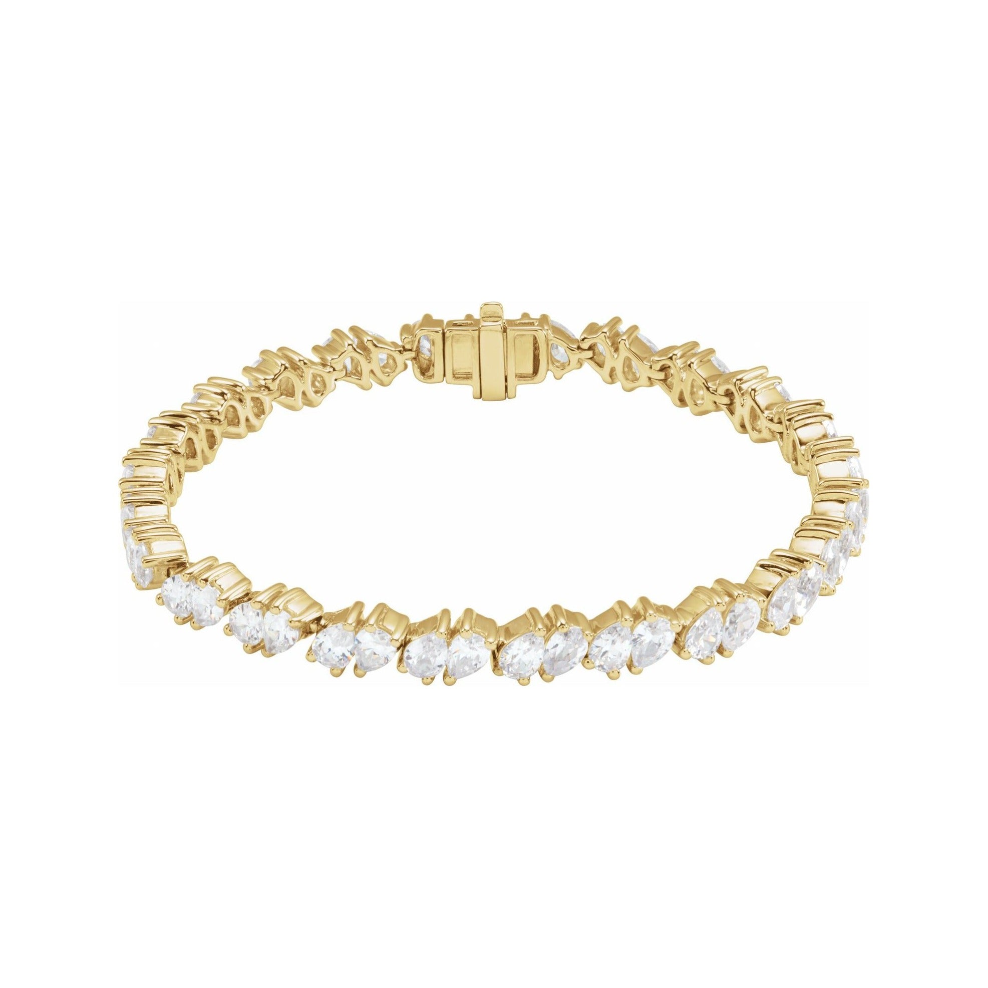 Sapphire Row Lab-Grown Diamond Fancy Pear Tennis Bracelet - 14K Yellow Gold