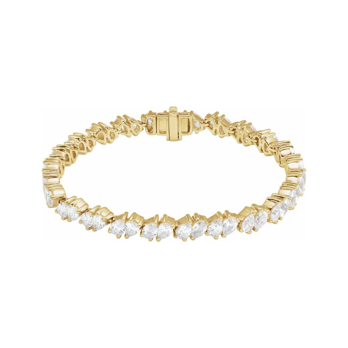 Sapphire Row Lab-Grown Diamond Fancy Pear Tennis Bracelet - 14K Yellow Gold