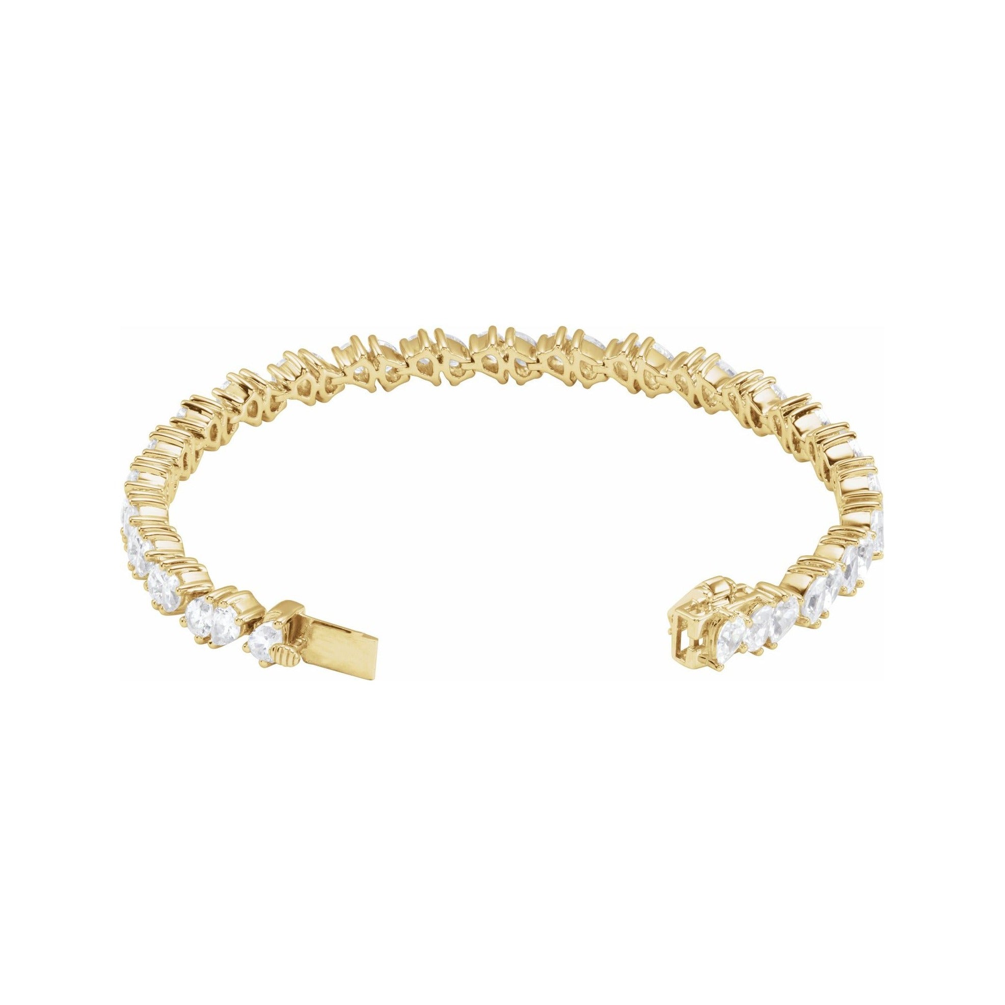 Sapphire Row Lab-Grown Diamond Fancy Pear Tennis Bracelet - 14K Yellow Gold (view 2)