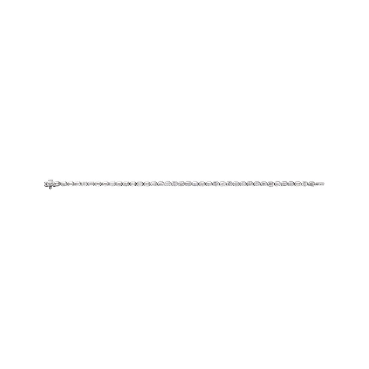 Sapphire Row Lab-Grown Diamond Emerald-Cut Bezel Tennis Bracelet - 14K White Gold (view 3)