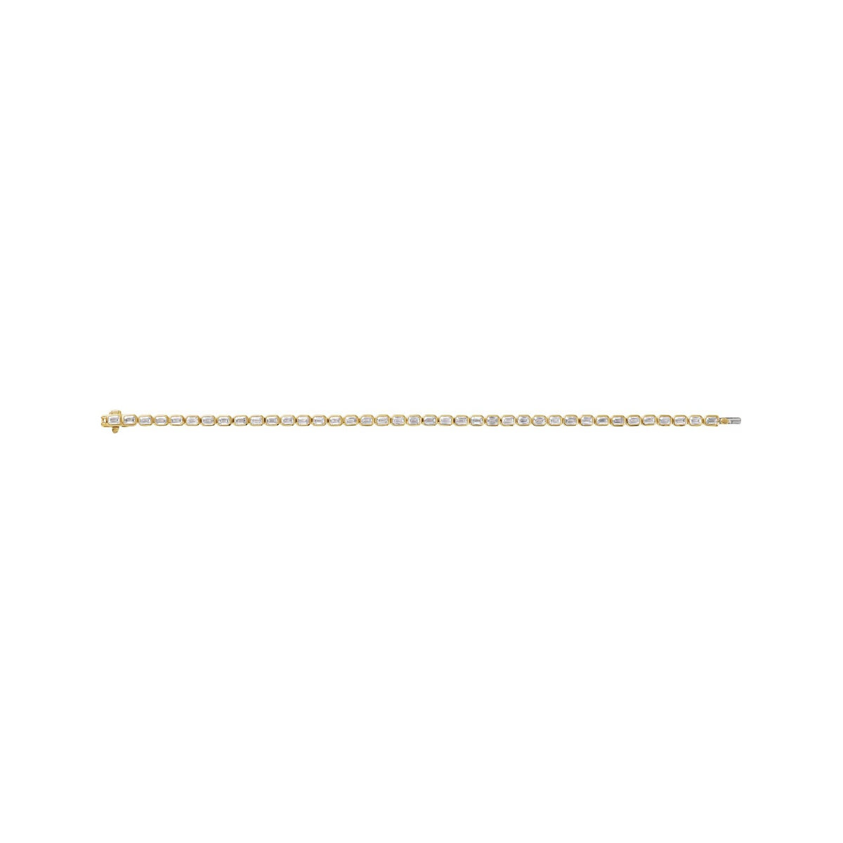 Sapphire Row Lab-Grown Diamond Emerald-Cut Bezel Tennis Bracelet - 14K Yellow Gold (view 3)