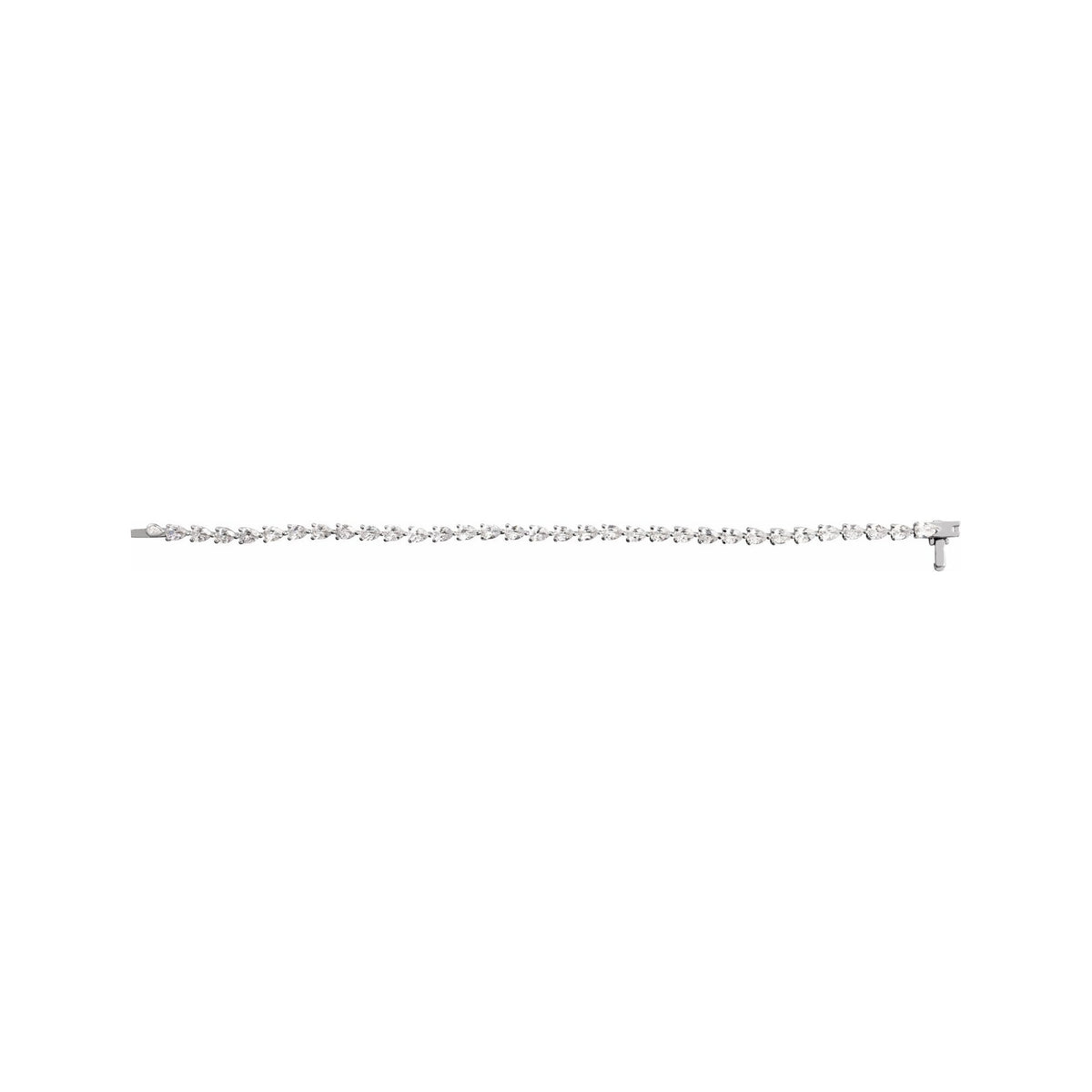 Sapphire Row Lab-Grown Diamond Prong-Set Pear Tennis Bracelet - 14K White Gold (view 3)