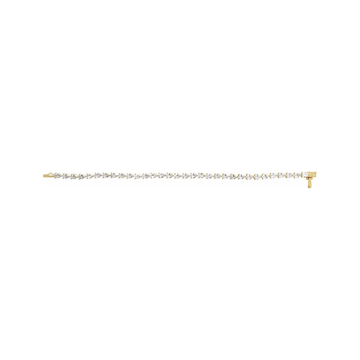 Sapphire Row Lab-Grown Diamond Prong-Set Pear Tennis Bracelet - 14K Yellow Gold (view 3)