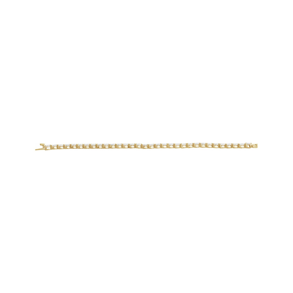 Sapphire Row Lab-Grown Diamond Prong-Set Pear Tennis Bracelet - 14K Yellow Gold (view 4)