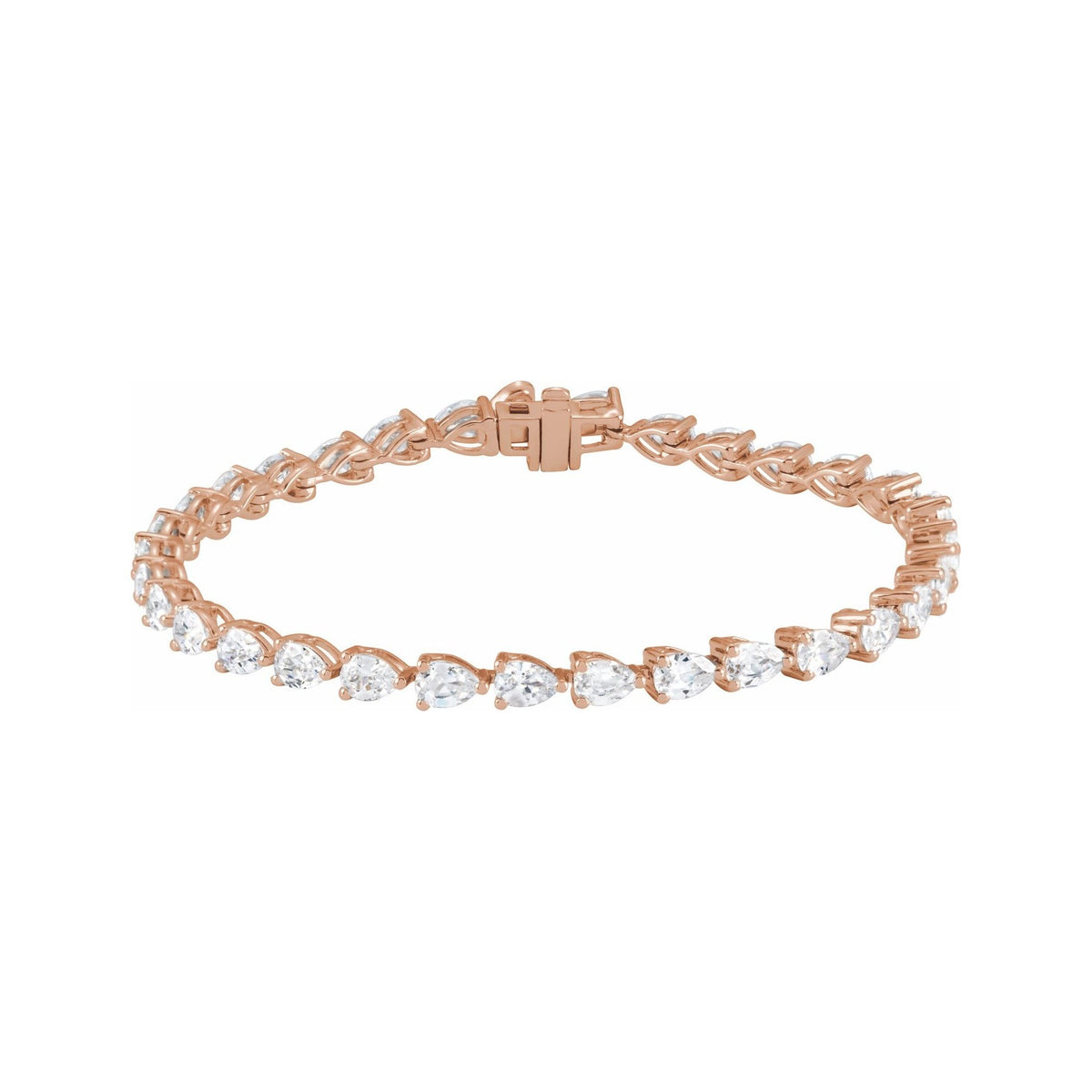 Sapphire Row Lab-Grown Diamond Prong-Set Pear Tennis Bracelet - 14K Rose Gold