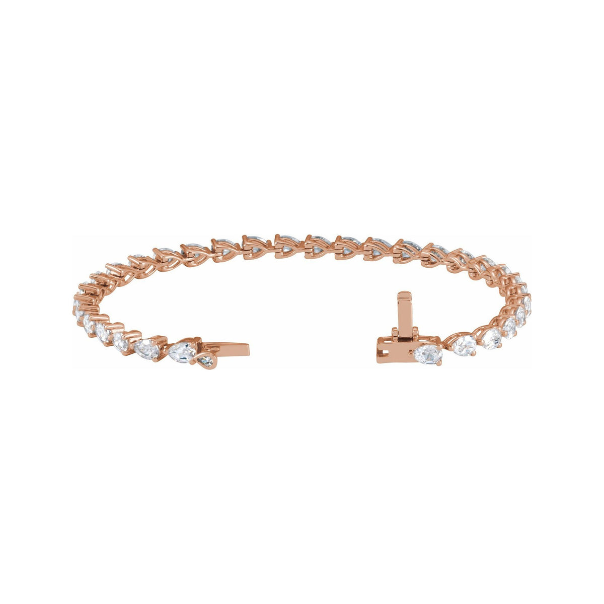 Sapphire Row Lab-Grown Diamond Prong-Set Pear Tennis Bracelet - 14K Rose Gold (view 2)