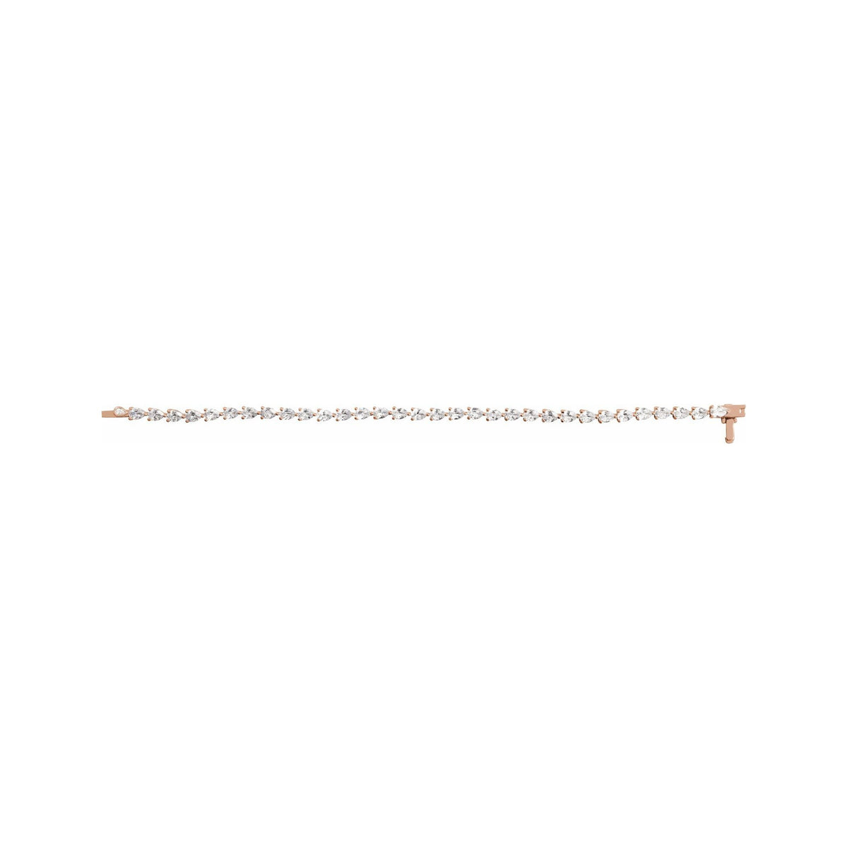 Sapphire Row Lab-Grown Diamond Prong-Set Pear Tennis Bracelet - 14K Rose Gold (view 3)