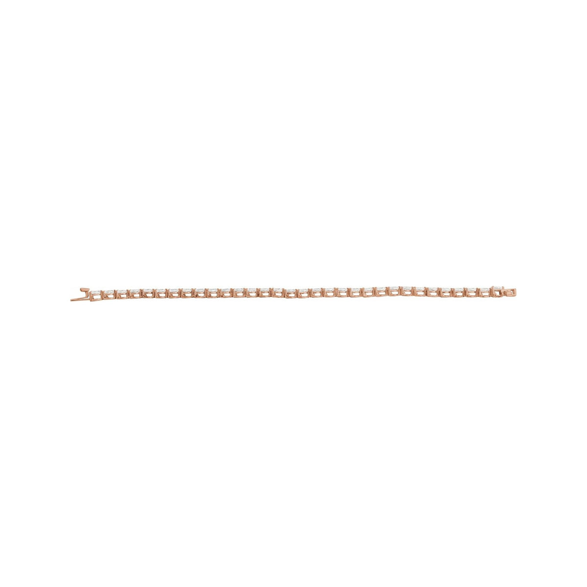 Sapphire Row Lab-Grown Diamond Prong-Set Pear Tennis Bracelet - 14K Rose Gold (view 4)